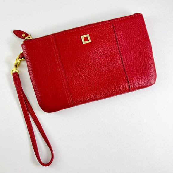 Genuine Leather Lodis Red Zipper Wristlet - Picture 1 of 13